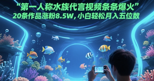 第一人称水族代言视频条条爆火，20条作品涨粉8.5W，小白轻松月入五位数 - 搞薯条网-搞薯条网