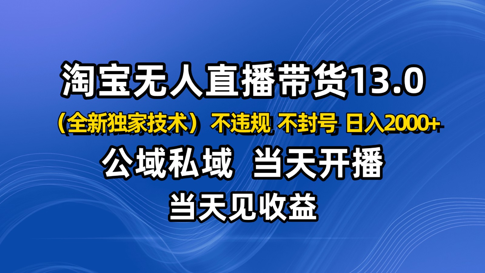 淘宝无人直播13.0,公域私域技术,不封号,不违规 布局下半年旺季赛道,日入2000+-搞薯条网