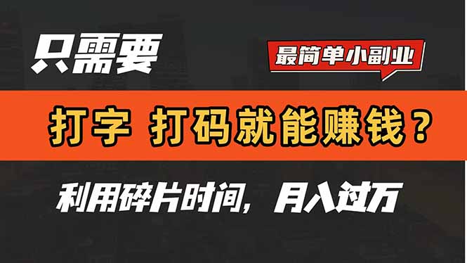 只需要打字，打码，就能赚钱？简单的赚钱小副业，利用碎片时间，月入过万 - 搞薯条网-搞薯条网
