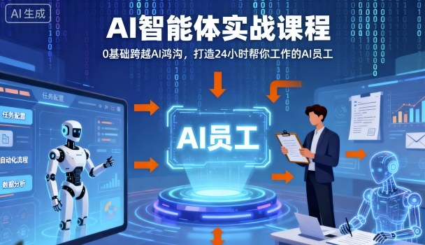 Ai智能体实战课程,0基础跨越Ai鸿沟,打造24小时帮你工作的Ai员工,打破常规,以实战定义Ai-搞薯条网