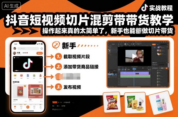 抖音短视频切片混剪带货教学，操作起来真的太简单了，新手也能做切片带货 - 搞薯条网-搞薯条网