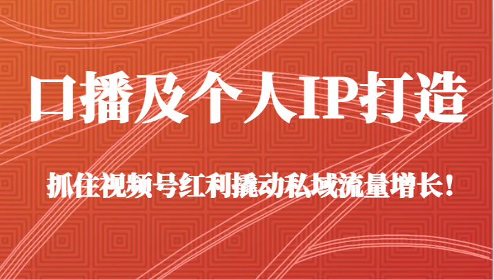 口播及个人IP打造，抓住视频号红利撬动私域流量增长！（45节课） - 搞薯条网-搞薯条网