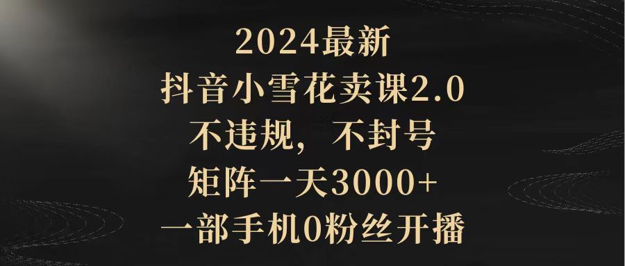 (9639期)2024最新抖音小雪花卖课2.0 不违规 不封号 矩阵一天3000+一部手机0粉丝开播 - 搞薯条网-搞薯条网
