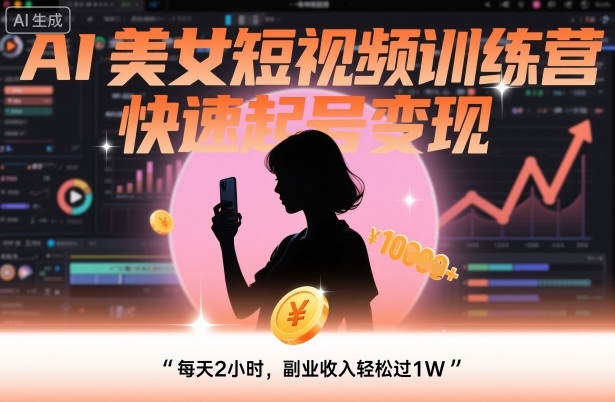 AI美女短视频训练营，快速起号变现，每天2小时，副业收入轻松过1W - 搞薯条网-搞薯条网