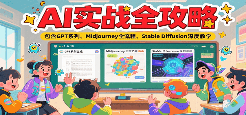 AI实战全攻略，包含GPT系列、Midjourney全流程、Stable Diffusion深度教学 - 搞薯条网-搞薯条网