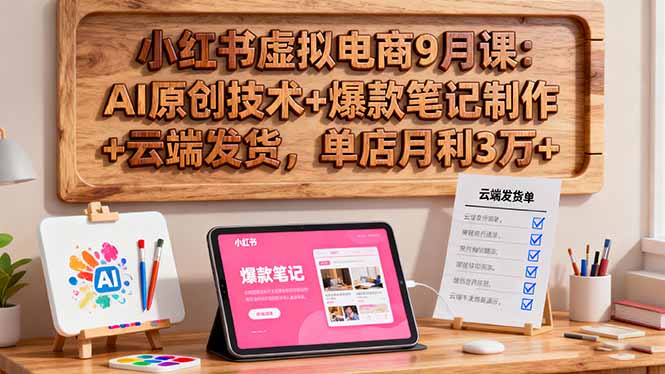 小红书虚拟电商9月课：AI原创技术+爆款笔记制作+云端发货，单店月利3万+ - 搞薯条网-搞薯条网
