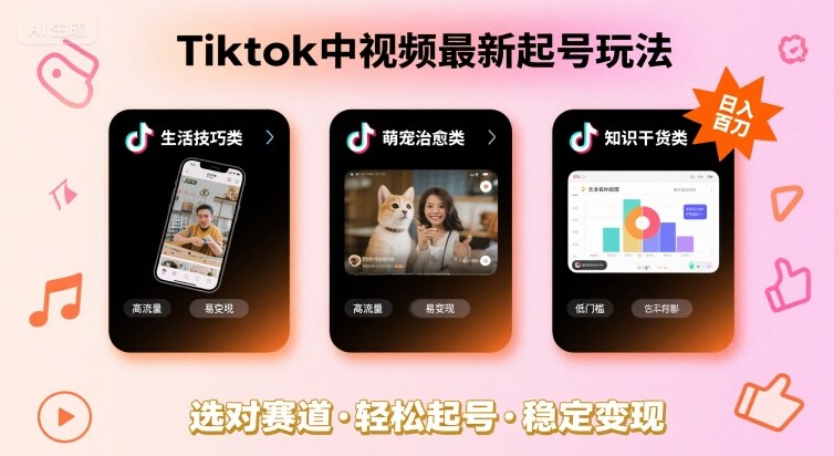 Tiktok中视频最新起号玩法，想要日入百刀，做好这几个赛道就可以了 - 搞薯条网-搞薯条网