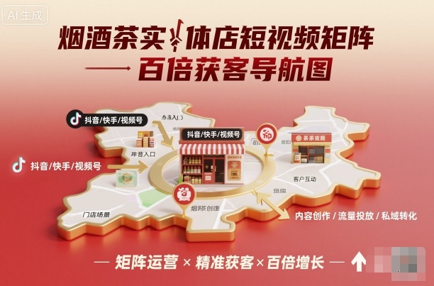 烟酒茶实体店短视频矩阵百倍获客导航图 - 搞薯条网-搞薯条网