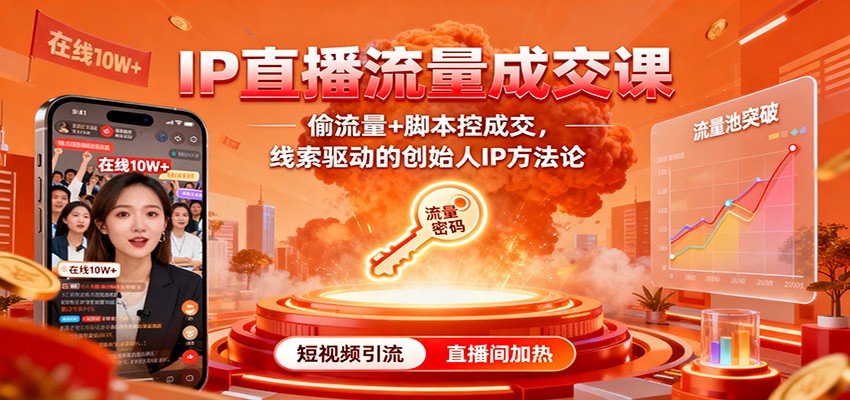 IP直播流量成交课：偷流量+脚本控成交，线索驱动的创始人IP方法论-搞薯条网