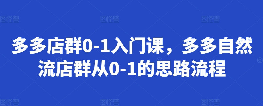 多多店群0-1入门课，多多自然流店群从0-1的思路流程 - 搞薯条网-搞薯条网