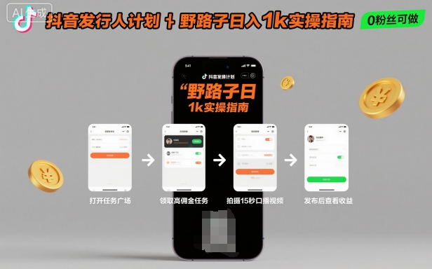 抖音发行人计划全新野路子玩法，随时随地，只要有手机，就能操作，日入1k+【揭秘】 - 搞薯条网-搞薯条网