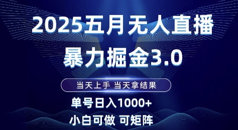 2025五月无人直播暴力掘金3.0，当天上手，当天拿结果，单号日入1k+小白可做可矩阵【揭秘】 - 搞薯条网-搞薯条网