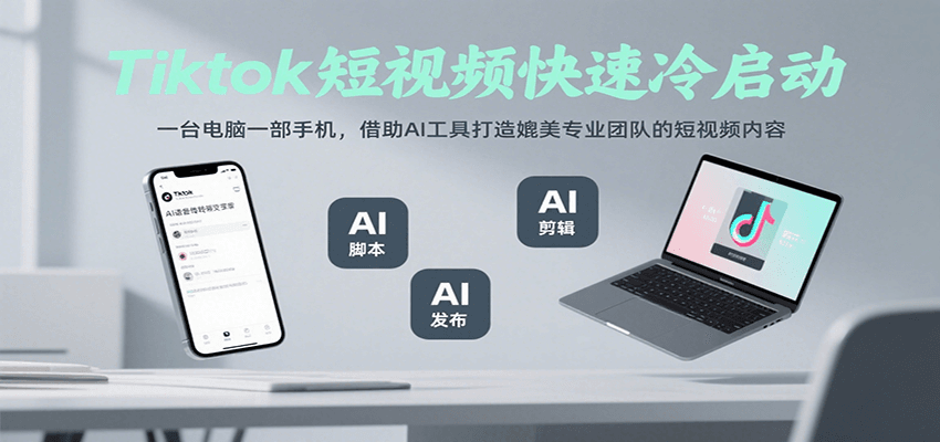 Tiktok短视频快速冷启动，一台电脑一部手机，借助AI工具打造媲美专业团队的短视频内容 - 搞薯条网-搞薯条网