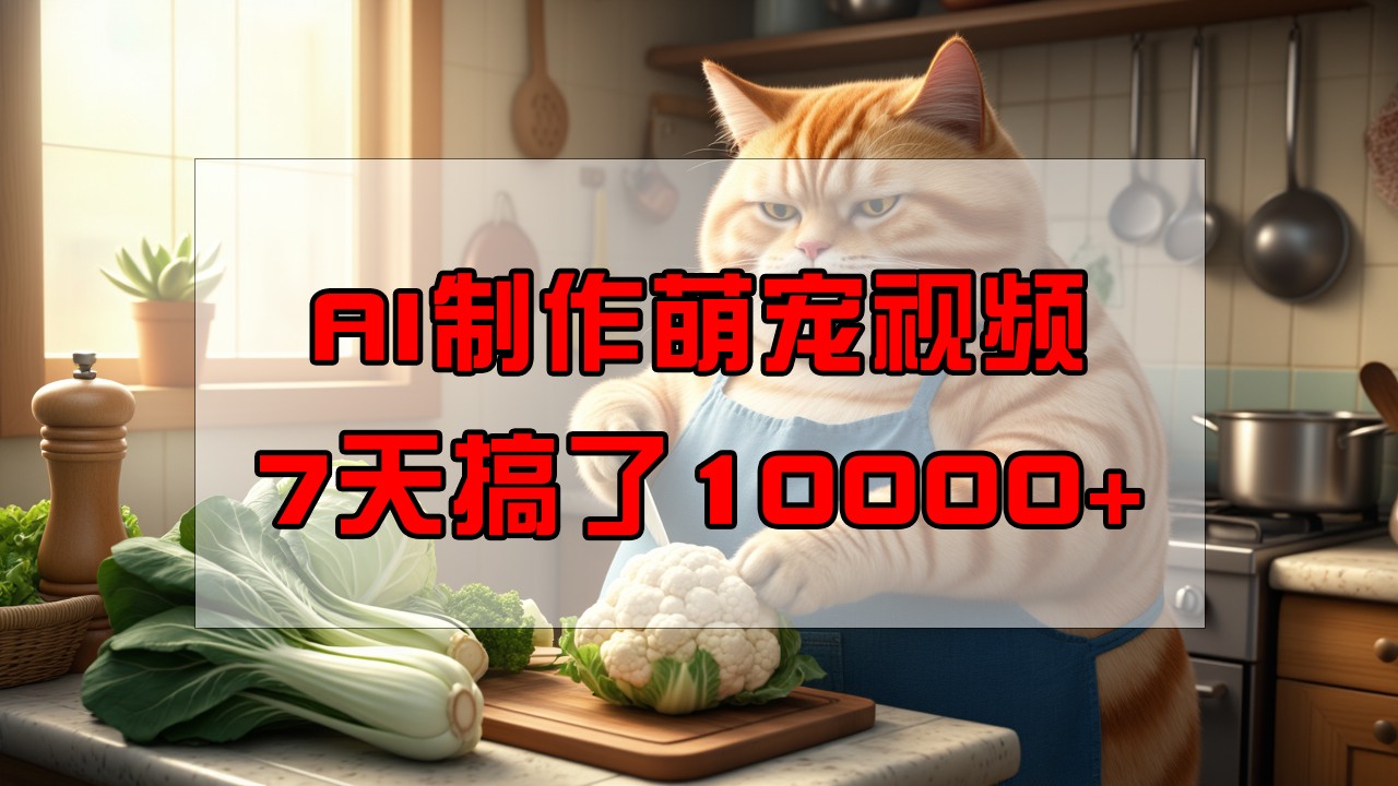 靠AI制作萌宠视频，7天搞了1万+，操作简单门槛低，有手机就行 - 搞薯条网-搞薯条网