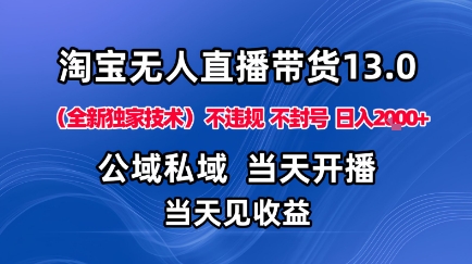 淘宝无人直播13.0，公域私域技术，不封号，不违规布局下半年旺季赛道，日入1K+(独家技术)【揭秘】 - 搞薯条网-搞薯条网