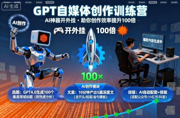 GPT自媒体创作训练营:AI神器开外挂,助你创作效率提升100倍-搞薯条网