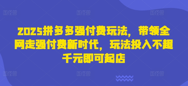 2025拼多多强付费玩法，带领全网走强付费新时代，玩法投入不超千元即可起店 - 搞薯条网-搞薯条网