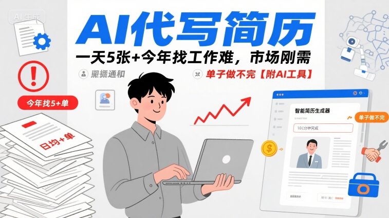 AI代写简历，一天5张+今年找工作难，市场刚需，单子做不完【附AI工具】 - 搞薯条网-搞薯条网