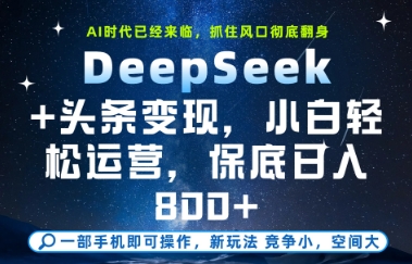 DeepSeek+头条变现，保姆级教学，小白轻松上手，日入8张+【揭秘】 - 搞薯条网-搞薯条网