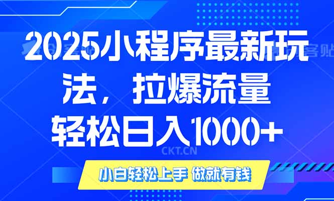 2025年小程序最新玩法，流量直接拉爆，单日稳定变现1000+ - 搞薯条网-搞薯条网