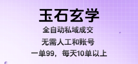 玉石玄学全自动私域成交，一单99每天十单以上，无需人工和矩阵账号，蓝海项目直接干【揭秘】 - 搞薯条网-搞薯条网
