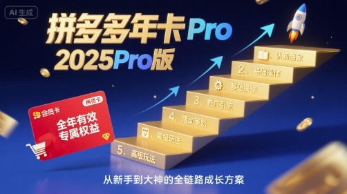 拼多多年卡2025Pro版，五大板块从认知到基础、从推广到活动、从活动到玩法 - 搞薯条网-搞薯条网