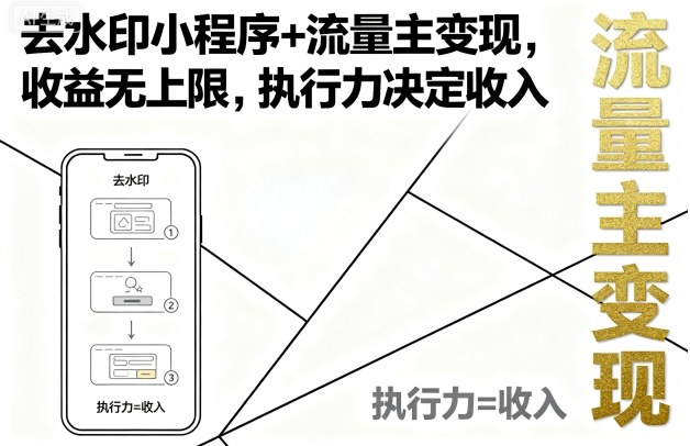 去水印小程序+流量主变现，收益无上限，执行力决定收入 - 搞薯条网-搞薯条网