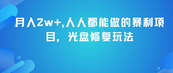 月入2w+，人人都能做的暴利项目，光盘修复玩法 - 搞薯条网-搞薯条网