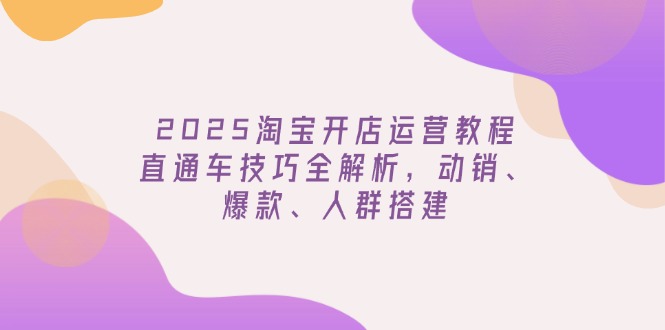2025淘宝开店运营教程更新，直通车技巧全解析，动销、爆款、人群搭建 - 搞薯条网-搞薯条网