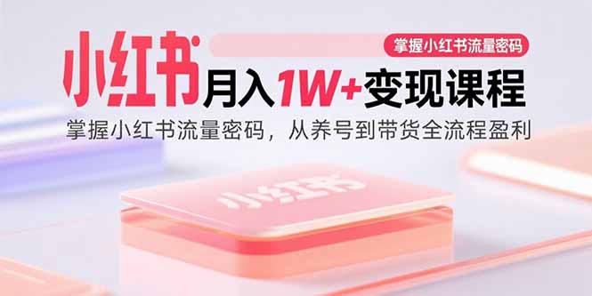 小红书月入1W+变现课程:掌握小红书流量密码,从养号到带货全流程盈利-搞薯条网