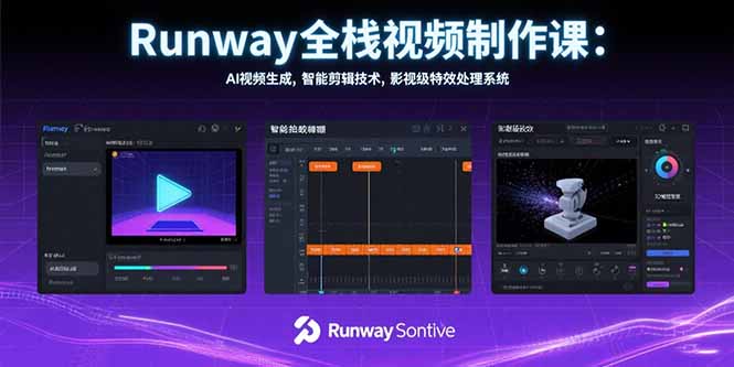 Runway全栈视频制作课：AI视频生成，智能剪辑技术，影视级特效处理系统 - 搞薯条网-搞薯条网
