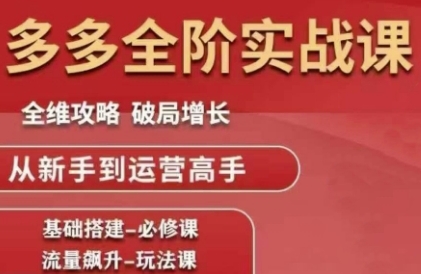 拼多多全阶实战课程，全维攻略，破局增长，从新手到运营高手 - 搞薯条网-搞薯条网