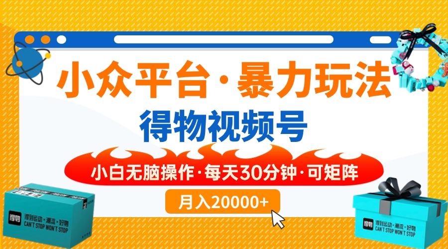 小众平台暴力玩法，一键搬运爆款视频，可矩阵小白无脑操作，每天30分钟… - 搞薯条网-搞薯条网