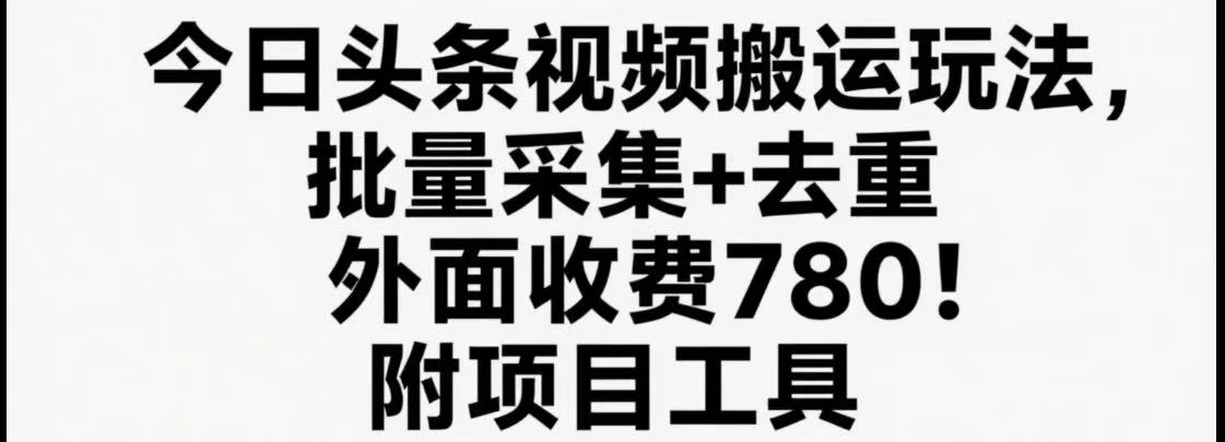 今日头条视频搬运玩法，软件一键去重，轻松日入500+附项目工具 - 搞薯条网-搞薯条网