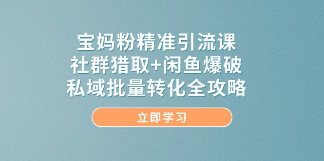 宝妈粉精准引流课，社群猎取+闲鱼爆破，私域批量转化全攻略 - 搞薯条网-搞薯条网