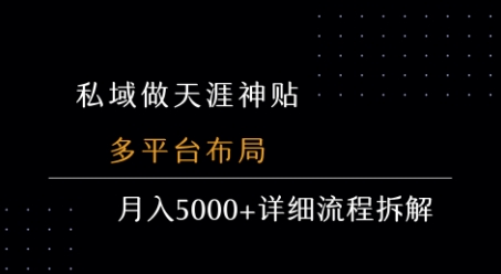 私域做天涯神贴 多平台布局 月入5k+详细流程拆解 - 搞薯条网-搞薯条网