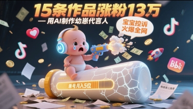 用AI制作幼崽代言人，宝宝的控诉火爆全网，15条作品涨粉13W，单号月入5位数实操教程 - 搞薯条网-搞薯条网