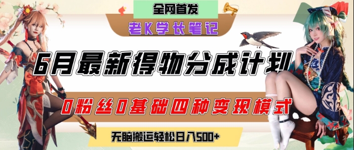 6月份最新得物创作者分成计划2.0玩法，0粉丝0基础四种模式变现，从隐蔽渠道无脑搬运，日入2张 - 搞薯条网-搞薯条网