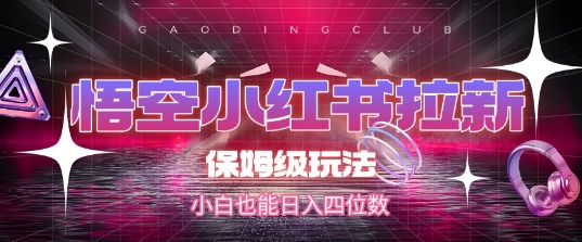 悟空小红书拉新，保姆级玩法，小白也能日入四位数 - 搞薯条网-搞薯条网