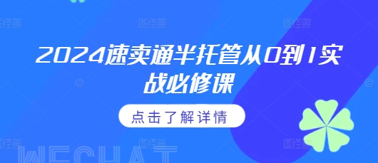 2024速卖通半托管从0到1实战必修课，掌握通投广告打法、熟悉速卖通半托管的政策细节 - 搞薯条网-搞薯条网