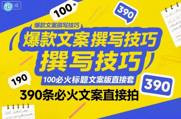 爆款文案撰写技巧,100个必火标题文案模版直接套,390条必火文案直接拍-搞薯条网