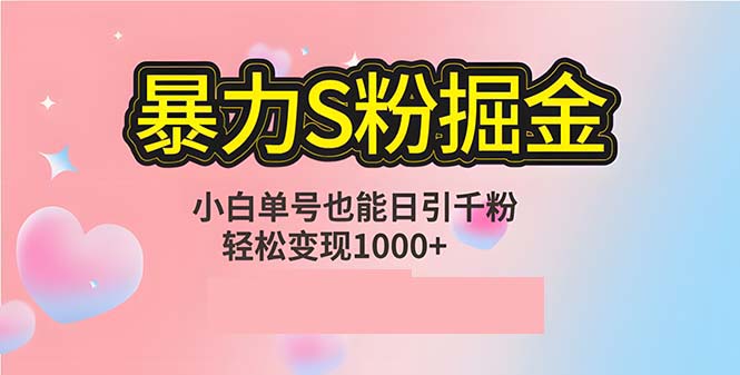 单人单机日引千粉，变现1000+，S粉流量掘金计划攻略 - 搞薯条网-搞薯条网