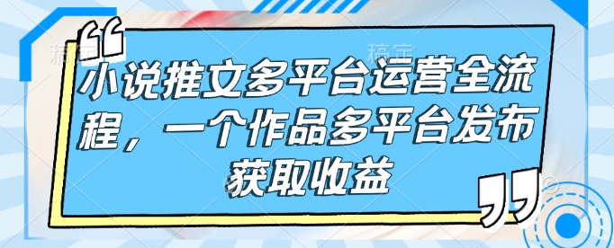 小说推文多平台运营全流程，一个作品多平台发布获取收益 - 搞薯条网-搞薯条网