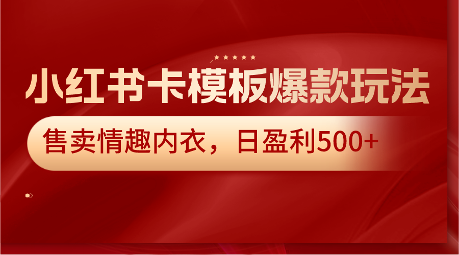 小红书卡模板爆款玩法，售卖情趣内衣，日盈利500+ - 搞薯条网-搞薯条网