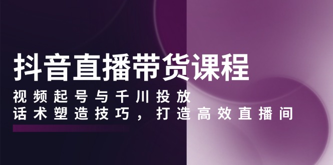 抖音直播带货课程，视频起号与千川投放，话术塑造技巧，打造高效直播间 - 搞薯条网-搞薯条网