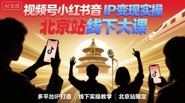 视频号小红书抖音IP变现实操北京站线下大课，40+行业短视频高变现姿势，100+IP高变现实操技术 - 搞薯条网-搞薯条网