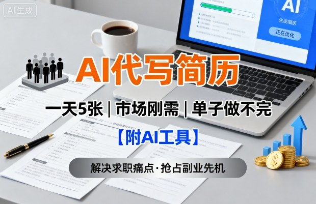 AI代写简历，一天5张，今年找工作难，市场刚需，单子做不完【附AI工具】 - 搞薯条网-搞薯条网