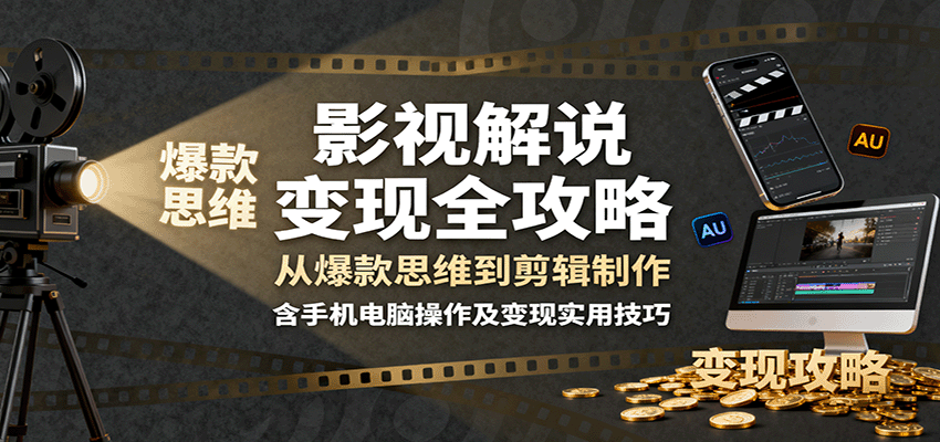 影视解说变现全攻略:从爆款思维到剪辑制作,含手机电脑操作及变现实用技巧-搞薯条网