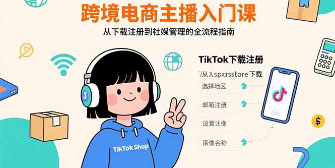跨境电商主播入门课，TikTok下载注册，支付工具配置，社媒账号管理全流程 - 搞薯条网-搞薯条网