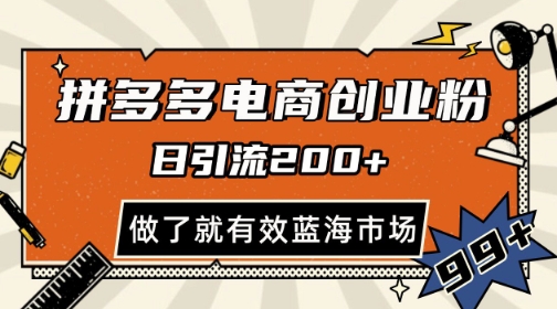拼多多引流电商创业粉，日引200+，可矩阵放大，做了就有效【揭秘】 - 搞薯条网-搞薯条网